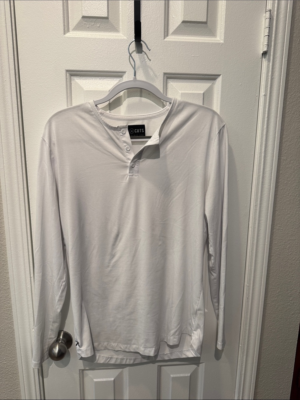 Cuts Clothing White Long Sleeve Henley